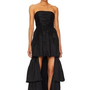 Elegant Black Strapless Evening Dress